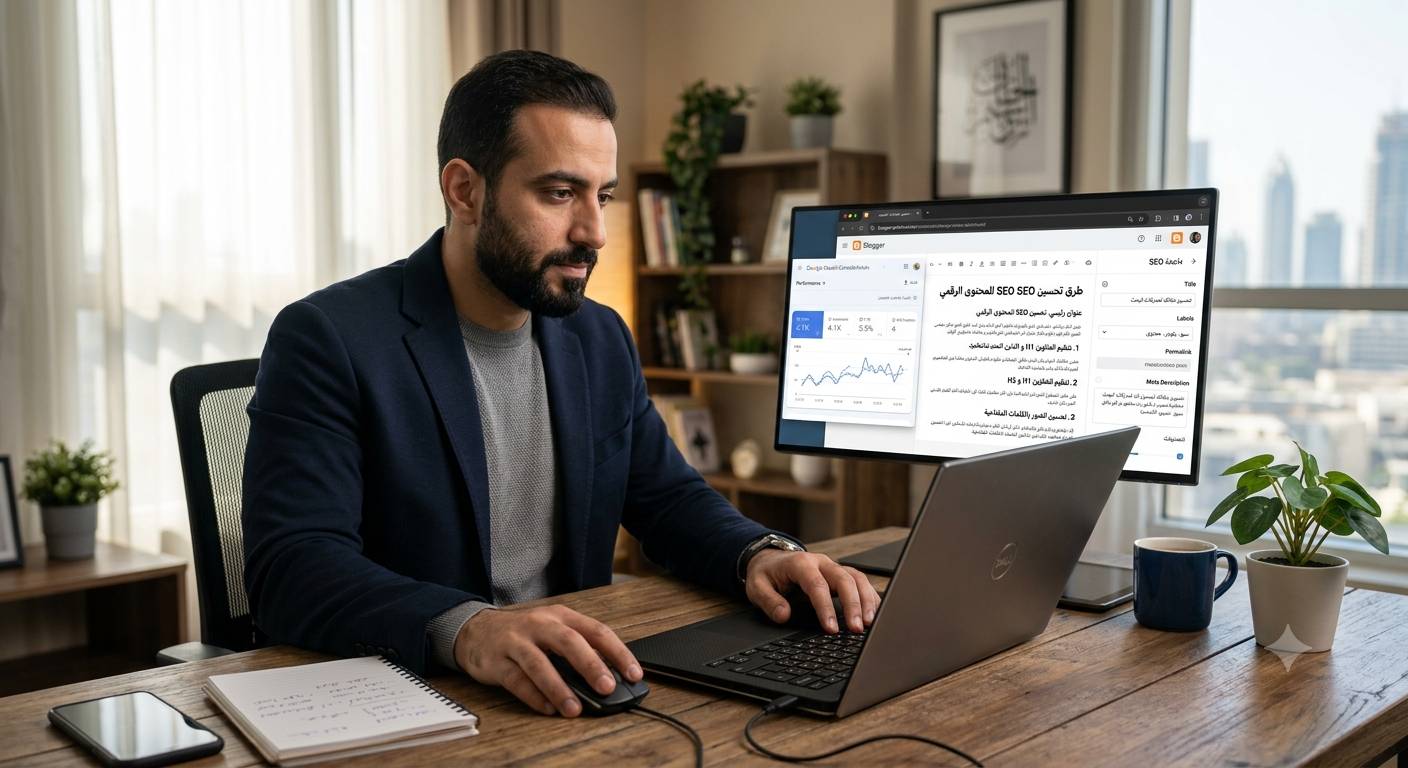خطوات تحسين مقال بلوجر لمحركات البحث SEO تحسين مقال بلوجر SEO باستخدام العناوين والصور والروابط الداخلية