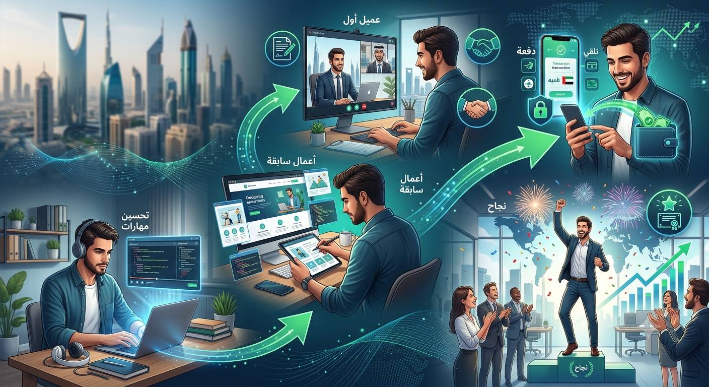 خطوات النجاح في العمل الحر عبر الإنترنت مراحل النجاح في العمل الحر من تعلم المهارة حتى الحصول على أول عميل وتحقيق الدخل